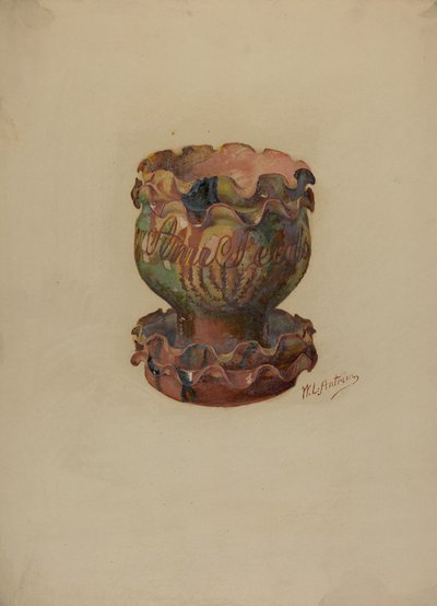 Pa. Tysk blomkruka och bricka, ca. 1936. av William L Antrim