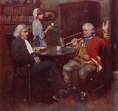 Illustration för The Deserted Village av Oliver Goldsmith (litho i färg) av William Lee Hankey