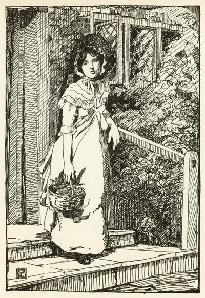 Illustration för The Deserted Village av Oliver Goldsmith (färg litho) av William Lee Hankey