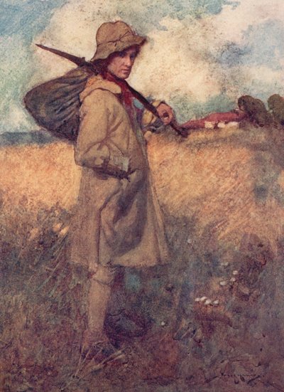 Illustration för The Deserted Village av Oliver Goldsmith (färg litho) av William Lee Hankey