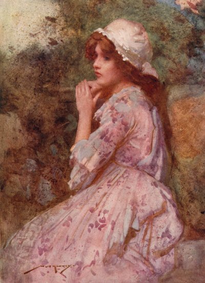 Illustration för The Deserted Village av Oliver Goldsmith (färg litho) av William Lee Hankey