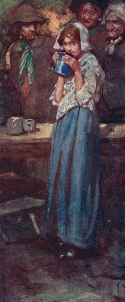 Illustration för The Deserted Village av Oliver Goldsmith (litho i färg) av William Lee Hankey