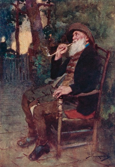 Illustration för The Deserted Village av Oliver Goldsmith (färg litho) av William Lee Hankey