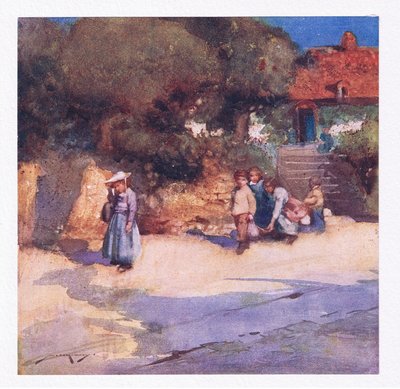 De lekfulla barnen släppte precis loss från skolan (färg litho) av William Lee Hankey
