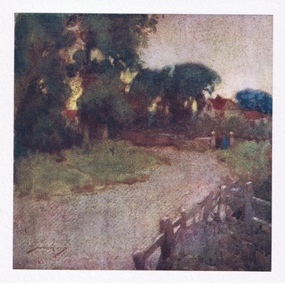 Där några trasiga buskar platsen avslöjar, byns predikanter blygsamma herrgårdsros (färg litho) av William Lee Hankey