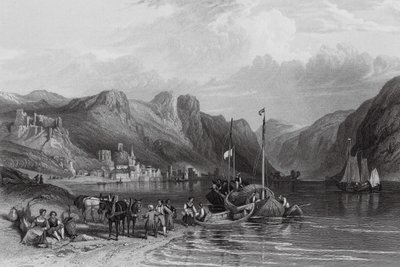Bacharach, vid floden Rhen (gravyr) av William Leighton (after) Leitch