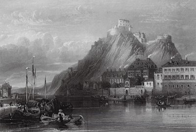 Fästningen Ehrenbreitstein vid Rhen (gravyr) av William Leighton (after) Leitch