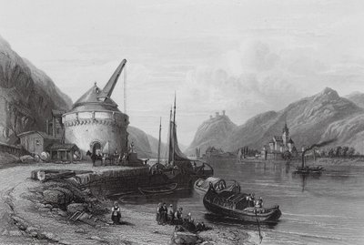Nära Andernach vid floden Rhen (gravyr) av William Leighton (after) Leitch