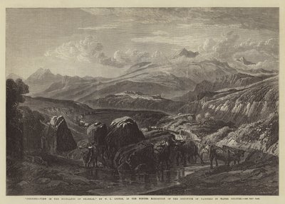Morning, View in the Highlands of Braemar, i vinterutställningen av Institute of Painters in Water Colours av William Leighton Leitch