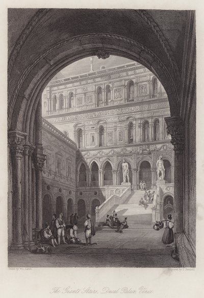 Jättarnas trappor, Ducal Palace, Venedig (gravyr) av William Leighton Leitch