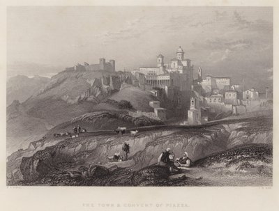 Staden och klostret Piazza (gravyr) av William Leighton Leitch