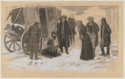 Skiss för "Jul på floden" av William Leroy Jacobs