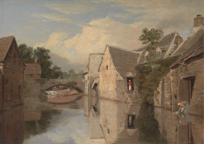 Stugor vid en flod av William Linton
