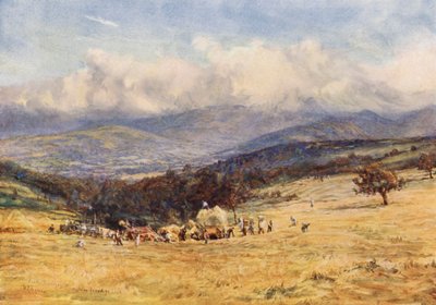 Brecknock Beacons, från Brecknock-Talgarth Road (färglitografi) av William Lionel (after) Wyllie