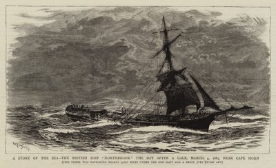 A Story of the Sea, det brittiska skeppet Northbrook dagen efter en kuling, 4 mars 1885, nära Kap Horn av William Lionel Wyllie