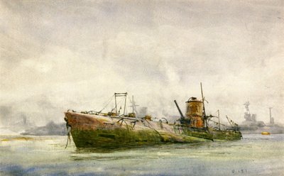 En övergiven och strandad ubåt, Portsmouth av William Lionel Wyllie