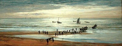 Strandscen på Frankrikes norra kust (olja på duk) av William Lionel Wyllie