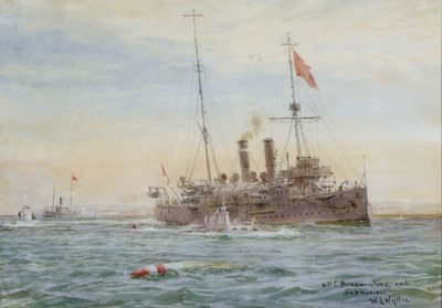 "HMS Bonaventure och ubåtar" RMG PW2083 av William Lionel Wyllie