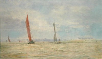 Hoo Fort, River Medway (akvarell på papper) av William Lionel Wyllie