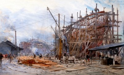 Point House skeppsvarv (akvarell) av William Lionel Wyllie