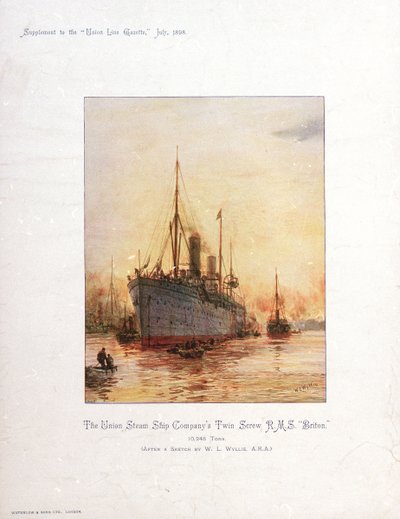 RMS "Briton", slutet av 1800-talet till början av 1900-talet (kromolitografi) av William Lionel Wyllie