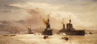 Den första stridsskvadronen lämnade den fjärde för slaget vid Jylland, 1917 av William Lionel Wyllie
