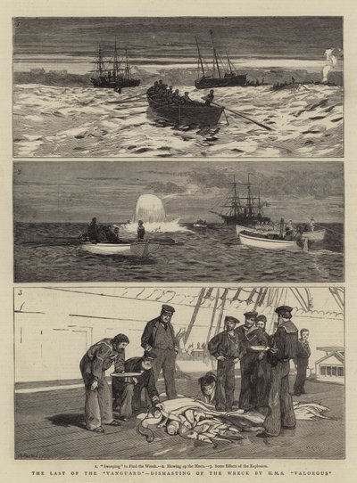 The Last of the Vanguard, Dismasting of the Wreck av HMS Valorous av William Lionel Wyllie