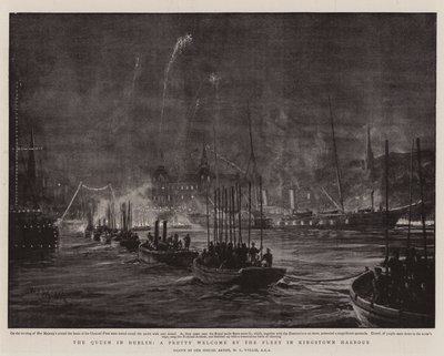 Drottningen i Dublin, ett vackert välkomnande av flottan i hamnen i Kingstown av William Lionel Wyllie