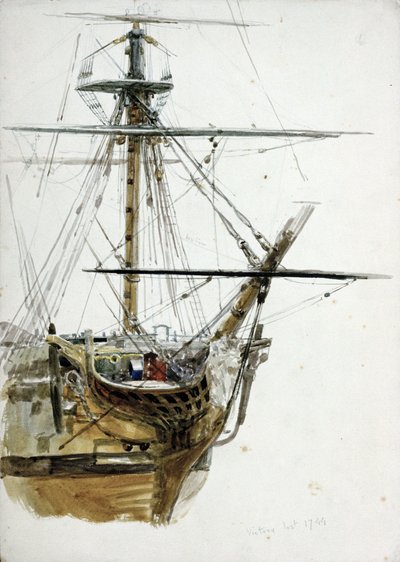 Fartyget "Victory", försvann 1744. Akvarell, ca 1900 av William Lionel Wyllie (1851-1931). av William Lionel Wyllie