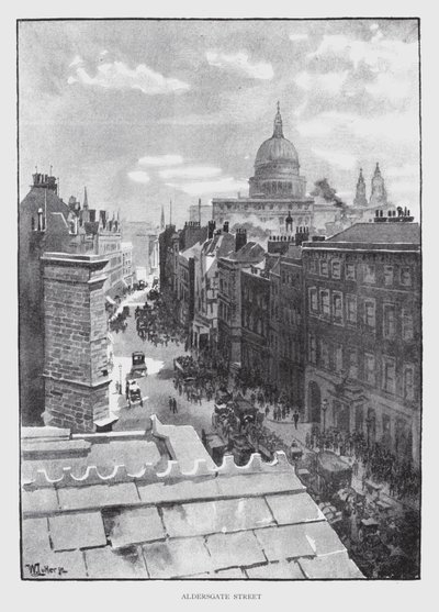 Aldersgate Street (litho) av William Luker