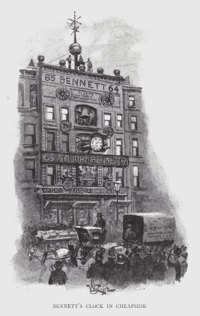 Bennetts klocka i Cheapside (litho) av William Luker