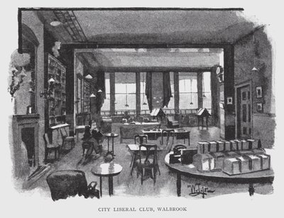 City Liberal Club, Walbrook (litho) av William Luker