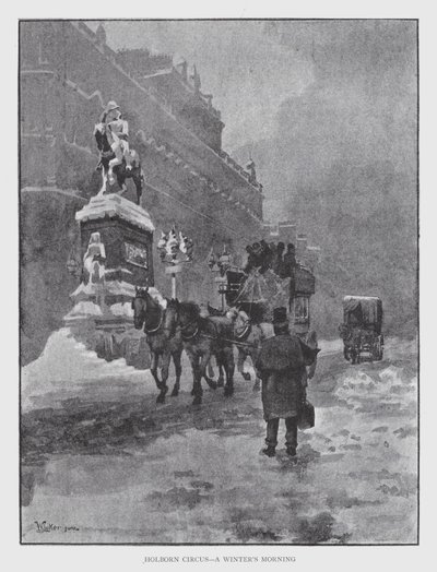 Holborn Circus, en vintermorgon (litho) av William Luker