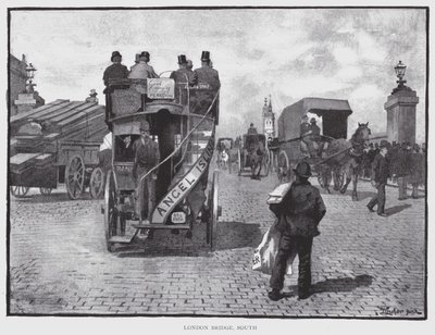 London Bridge, söder (litho) av William Luker