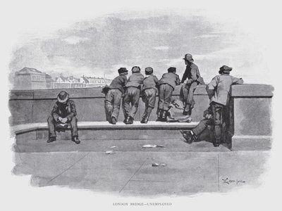 London Bridge, arbetslös (litho) av William Luker