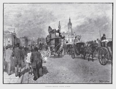 London Bridge, går över (litho) av William Luker