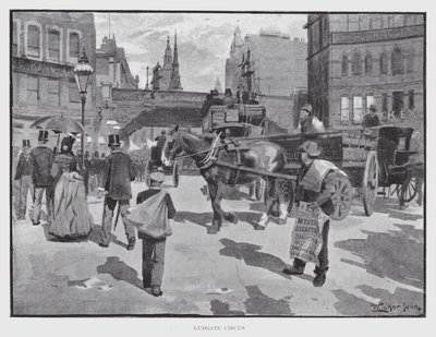 Ludgate Circus (litho) av William Luker