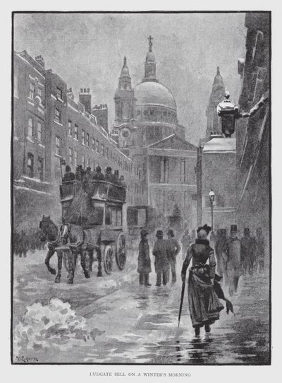 Ludgate Hill på en vintermorgon (litho) av William Luker