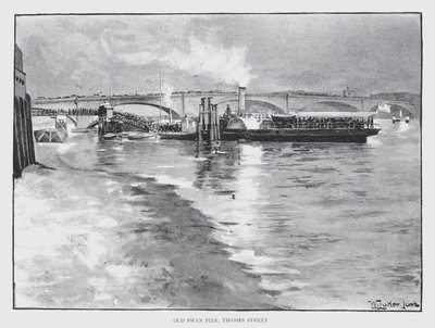Old Swan Pier, Thames Street (litho) av William Luker