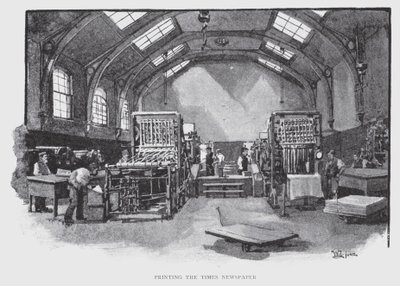 Printing the Times Newspaper (litho) av William Luker