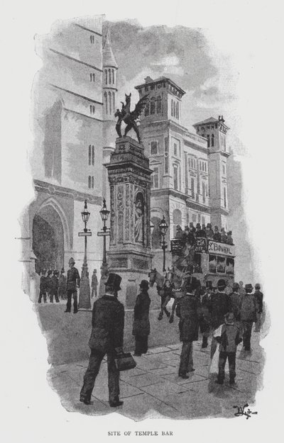 Platsen för Temple Bar (litho) av William Luker