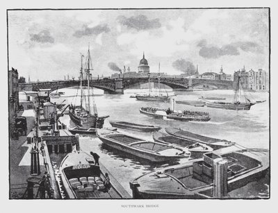 Southwark Bridge (litho) av William Luker