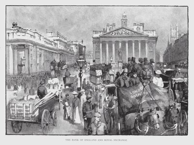 Bank of England och Royal Exchange (litho) av William Luker