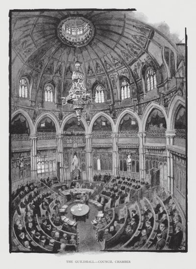 The Guildhall, Council Chamber (litho) av William Luker