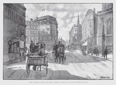 The Mansion House Station, District Railway, Queen Victoria Street (litho) av William Luker