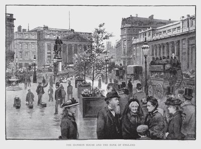 The Mansion House och Bank of England (litho) av William Luker
