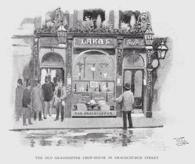 The Old Grasshopper Chop-House på Gracechurch Street (litho) av William Luker