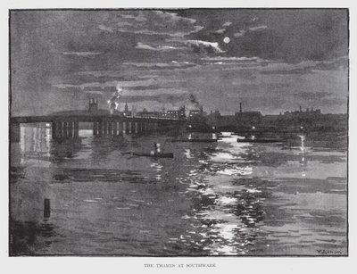 Themsen vid Southwark (litho) av William Luker