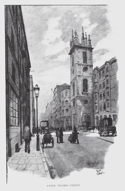 Upper Thames Street (litho) av William Luker