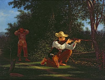 Dra en pärla på en skogsmård (olja på duk) av William M Davis